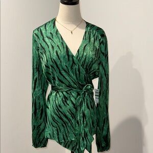 INC Green Wrap Top